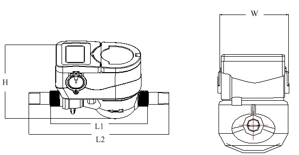 LORA無線直飲水水表外形尺寸圖